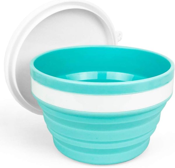 950ml Blue Silicone Collapsible Food Storage Bowl with Lid