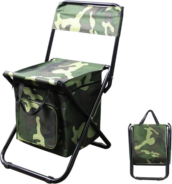 Portable Camouflage Foldable Camping Chair with Storage Backrest