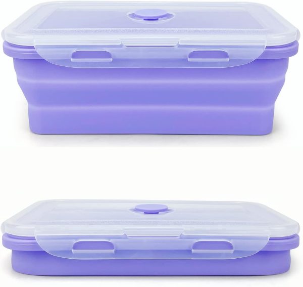 Purple 40oz Silicone Collapsible Sandwich Container with Lid