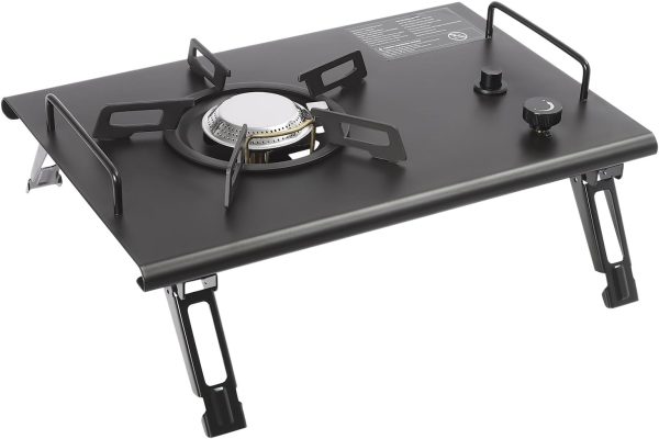 Black Folding Single Burner Stainless Steel Portable Camp Stove