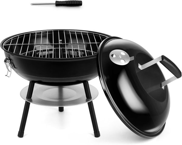 14-Inch Black Enamel Mini Portable Charcoal Grill