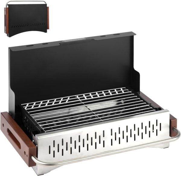 Stainless Steel Notebook Foldable Tabletop Charcoal Grill