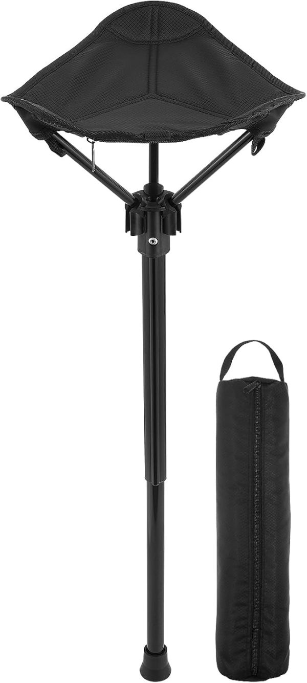 1-Piece Nylon Black Lightweight Folding Stick Chair Stool