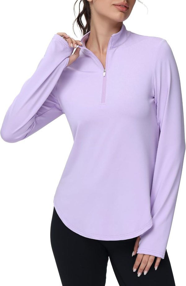 Women's V Neck Long Sleeve UPF 50+ Golf Polo Shirt