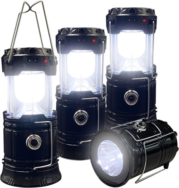 4-Pack Portable Collapsible LED Camping Lantern Solar USB