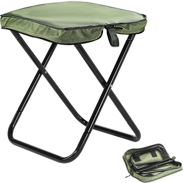 16" Foldable Aluminum Alloy Camping Stool with Storage Top