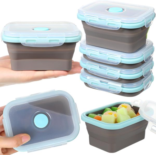 4-Pack 12 oz Collapsible Silicone Travel Bowls with Lids