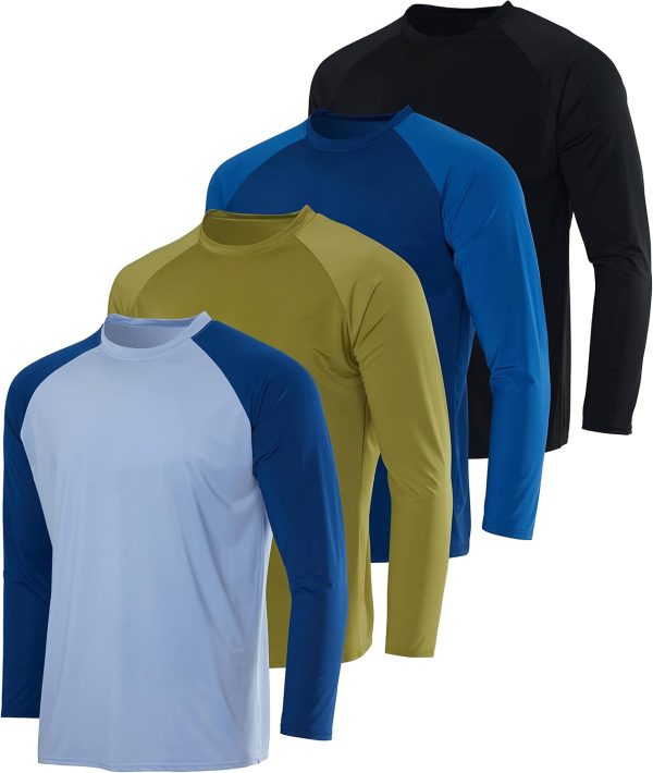 Men's 4-Pack Long Sleeve Rash Guard UPF 50+ Sun Shirt Big Tall