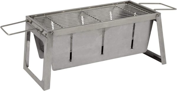 Stainless Steel Foldaway Charcoal Grill with Grate & Carry Bag