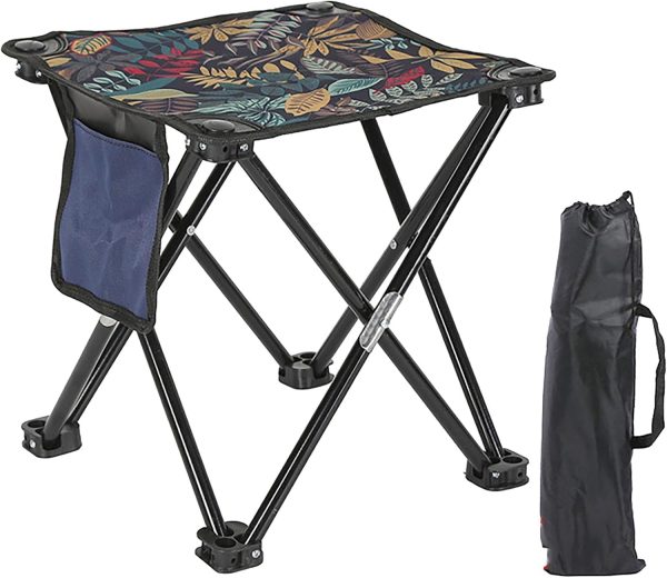 Large Folding Camping Stool with Storage Bag 12.6x12.6x13.3