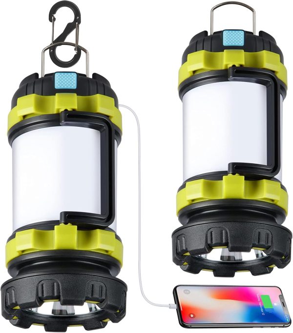 2-Pack Rechargeable 1000LM IPX5 Camping Lantern Power Bank