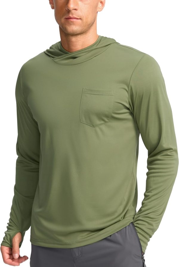 Men's UPF 50+ Long Sleeve Sun Hoodie with 2 Pockets