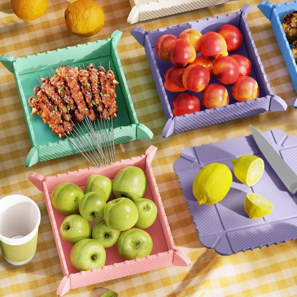 4-Pack Magnetic Silicone Collapsible Camping Bowls Trivets