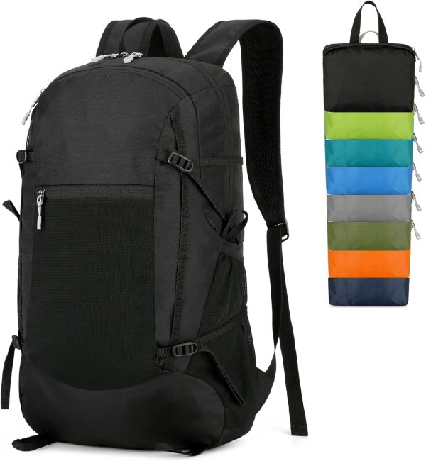 30L Black Lightweight Packable Foldable Outdoor Daypack